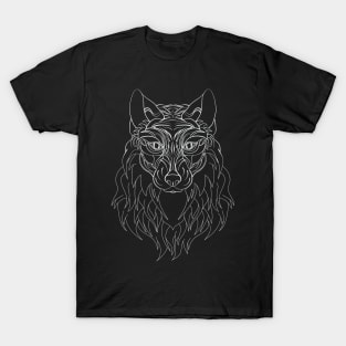 Wolf Face Hand Drawning T-Shirt